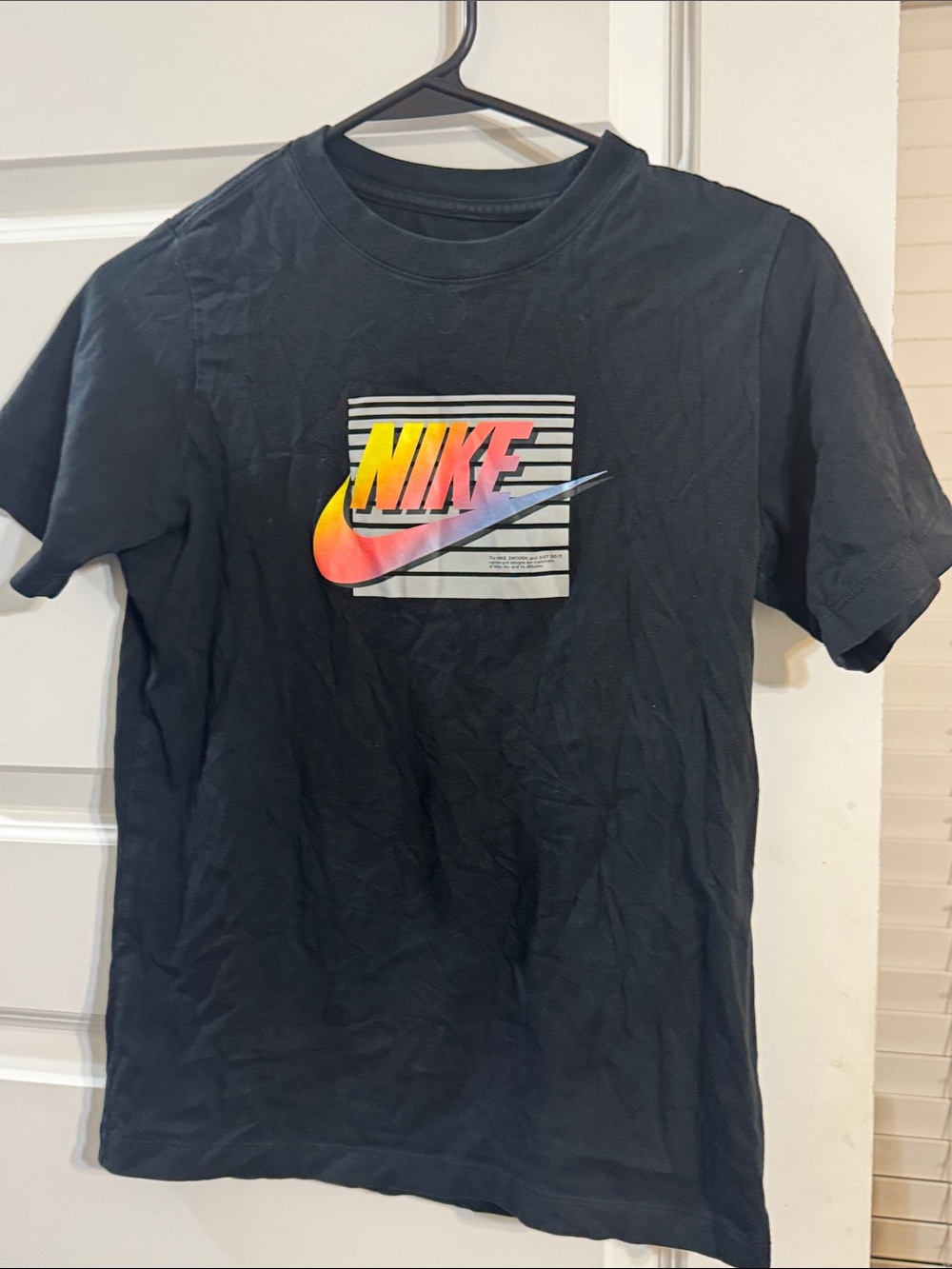 Nike Black Short Sleeve Tee with Multicolor Gradient Logo
